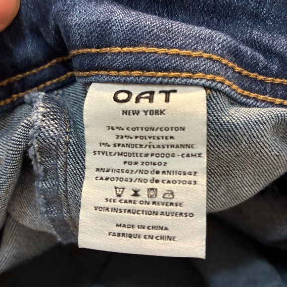 Oat New York Wide Leg High Rise Jeans Womens Size 4/27 Raw Hem Festival Boho - Picture 5 of 8